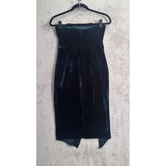 LULU'S Forest Green Hey Baby Velvet Strapless Bodycon Midi Dress SIZE M - Picture 2 of 9